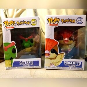 Funko Pop Pokémon Caterpie and Pidgeotto Figures